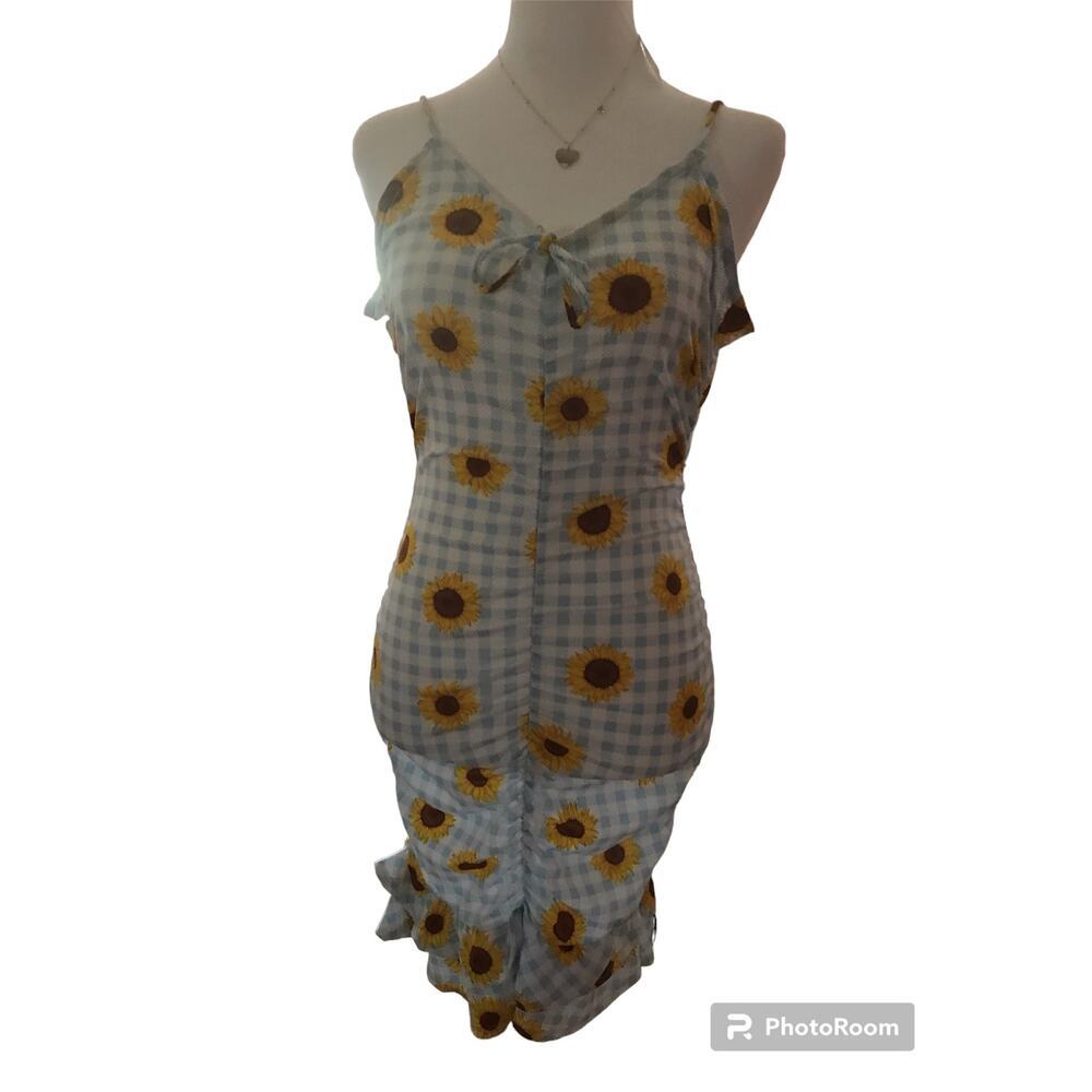 NWT Derek Heart Women's Small floral Check Open Bodycon Dress